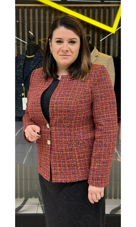 Żakiet boucle miedź mix 2 guziki 42-52