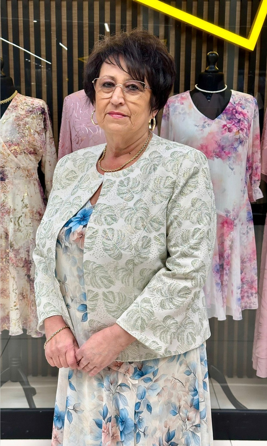 Żakardowy żakiet liście zieleń 42-52