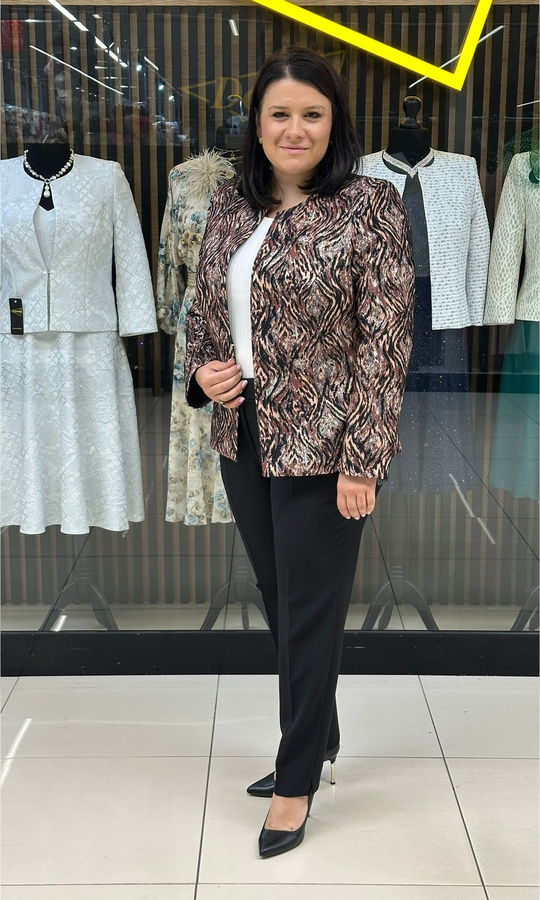 Żakardowy żakiet zebra brąz 42-52