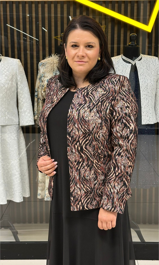 Żakardowy żakiet zebra brąz 42-52