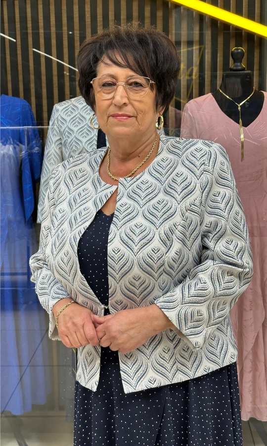 Żakardowy żakiet piki granat 42-52